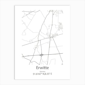 Erwitte,Germany Minimalist Map Art Print