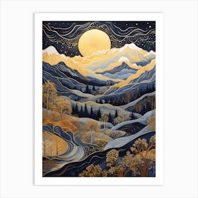 Moonlight In The Mountains 1 Art Print