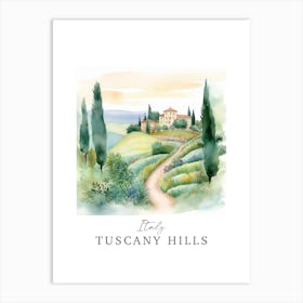 Italy Tuscany Hills Storybook 7 Travel Poster Watercolour Art Print