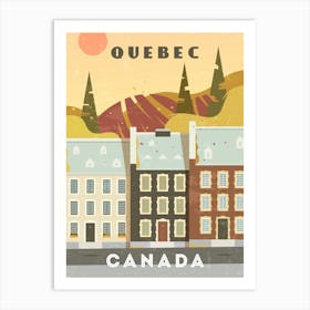 Quebec, Canada — Retro travel minimalist poster Art Print