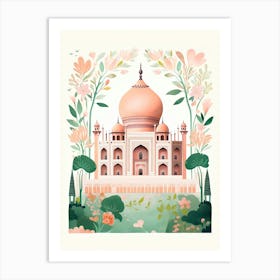 Taj Mahal   Agra, India   Cute Botanical Illustration Travel 0 Art Print