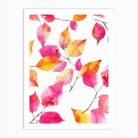 Watercolor Autumn Leaves Seamless Pattern 2 Art Print