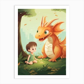 Peaceful Dragon And Kids 8 Art Print