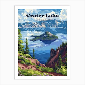 Crater Lake National Park Oregon Usa Digital Travel Art Art Print