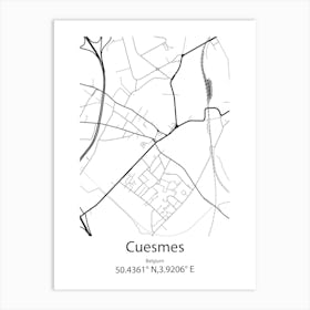 Cuesmes,Belgium Minimalist Map Art Print