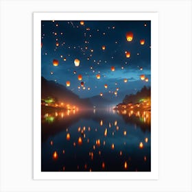 Lanterns In The Sky 2 Art Print