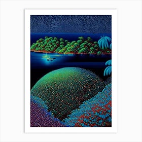 Palau Pointillism Style Tropical Destination Art Print
