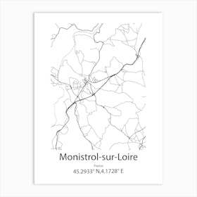 Monistrol Sur Loire,France Minimalist Map Art Print