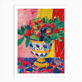 Maximalist Strawbery In A Bowl Kitchen Art Art Print