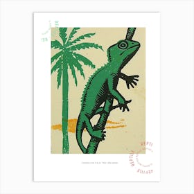 Chameleon With Palm Trees Bold Block 1 Poster Art Print