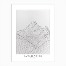 Kangchenjunga Nepal India Line Drawing 7 Poster Art Print