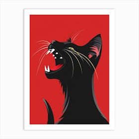 Black Cat Roaring Art Print