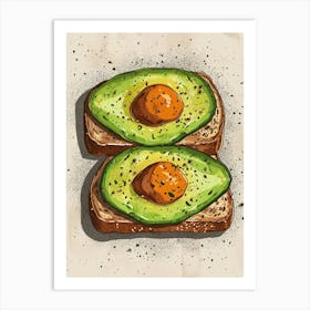 Avocado On Toast Illustration 3 Art Print