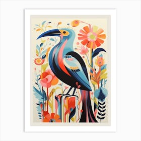 Colourful Scandi Bird Pelican Art Print