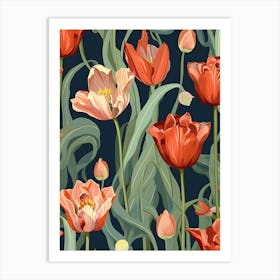 Seamless Pattern With Tulips 1 Art Print