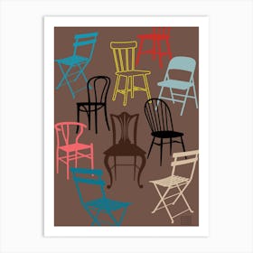 Chairs 3 Line Art Print