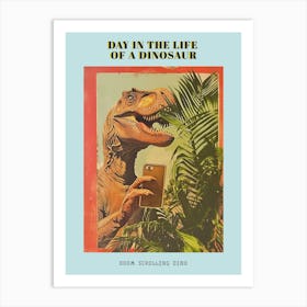 Dinosaur & A Smart Phone Retro Collage 1 Poster Art Print