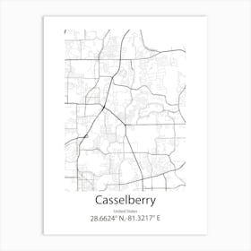 Casselberry,United States Minimalist Map Art Print