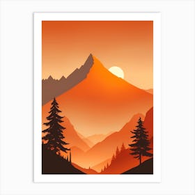 Misty Mountains Vertical Composition In Orange Tone 180 Art Print