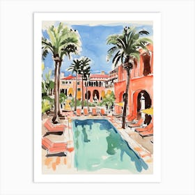 The Ritz Carlton Bacara, Santa Barbara   Santa Barbara, California   Resort Storybook Illustration 6 Art Print