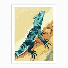 Fiji Crested Iguana Abstract Modern Illustration 3 Art Print