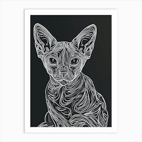 Cornish Rex Cat Minimalist Illustration 3 Art Print