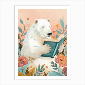 Polar Bear Reading Storybook Illustration 2 Art Print