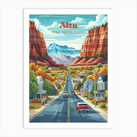 Alta Utah Wasatch Mountain Range Art Illustration Art Print