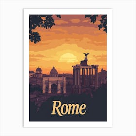 Aihrgdesign A Mid Century Modern Travel Poster For Rome Showi 91fa7ee8 9b81 42f0 855e B9629ea478d4 1 Art Print