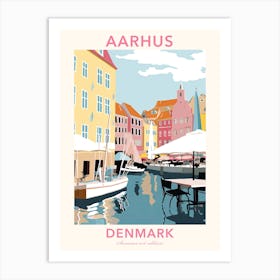 Aarhus, Denmark, Flat Pastels Tones Illustration 4 Poster Art Print