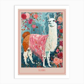 Floral Animal Painting Llama 3 Poster Art Print