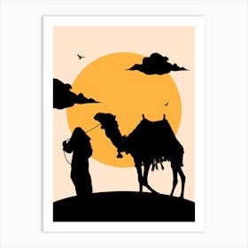 Silhouette Of Camel Art Print