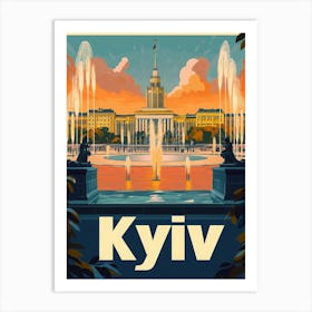 Aihrgdesign A Retro Travel Poster For Kyiv 3 Art Print