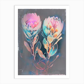 Iridescent Flower Protea 1 Art Print