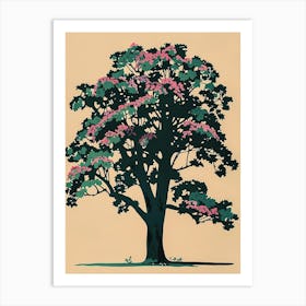 Alder Tree Colourful Illustration 1 Art Print