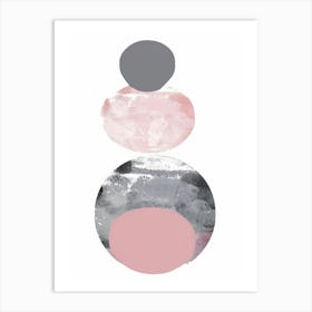 Pink And Grey Circles Art Print