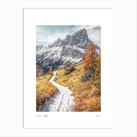 French Alps France Pencil Sketch 3 Watercolour Travel Poster Art Print