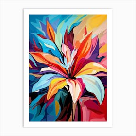 Lily Flower II, Abstract Vibrant Colorful Painting in Van Gogh Style Art Print