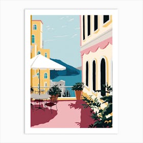 Capri, Italy, Flat Pastels Tones Illustration 2 Art Print