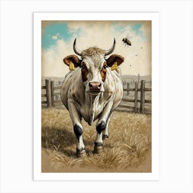 Cow With Bees 1 Art Print