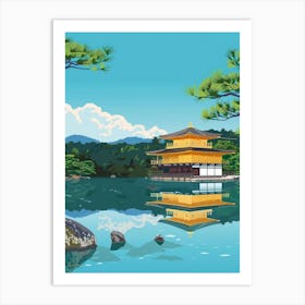 Kinkaku Ji Golden Pavilion Kyoto 1 Colourful Illustration Art Print