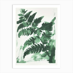 Green Ink Painting Of A Ribbon Fern 4 Art Print