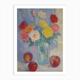 Roses In A Mason Jar Art Print