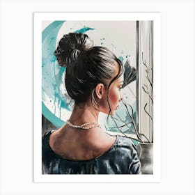 Woman Looking Out The Window Art Print