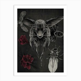 Wolf And The Flowers Art Print