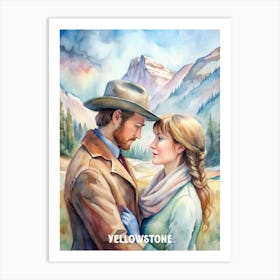 Yellowstone Romance Cowboy Couple Art Print