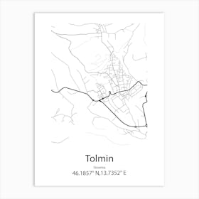 Tolmin,Slovenia Minimalist Map Art Print