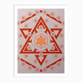 Geometric Abstract Glyph Circle Array in Tomato Red n.0089 Art Print
