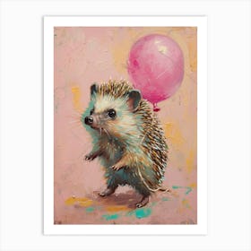 Cute Hedgehog 2 With Balloon Art Print