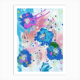 Abstract Bloom with Raccoon – Playful Modern Art Art Print